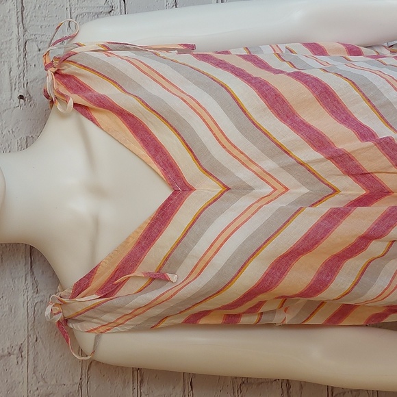 Linen Dock Stripe V Neck Top Pink Orange Lane Bryant Blouse NWT 22 24 3X - Picture 3 of 7